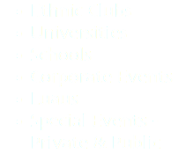 Ethnic Clubs Universities Schools Corporate Events Luaus Special Events - Private & Public